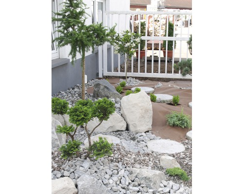 Intissé de paillage Plantex 125 g/m², 1000x115 cm Espace de jardin aménagé avec gravier, rochers et pas japonais