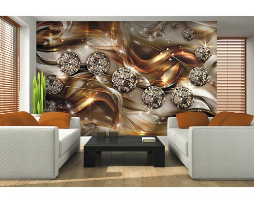 Salon avec papier peint photo à motif abstrait de diamants