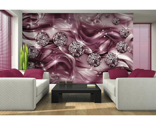 Salon avec papier peint photo à motif de diamants