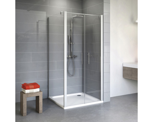 Porte de douche avec paroi latérale Schulte ExpressPlus Alexa Style 2.0 90x90 cm verre transparent, couleur du profilé aluminium
