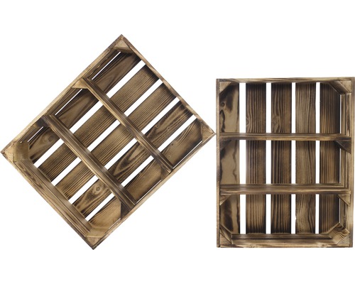 Deux caisses en bois avec étagères pour le rangement et la décoration