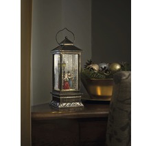 Dekorative Laterne mit Schneekugelfunktion und weihnachtlicher Szene