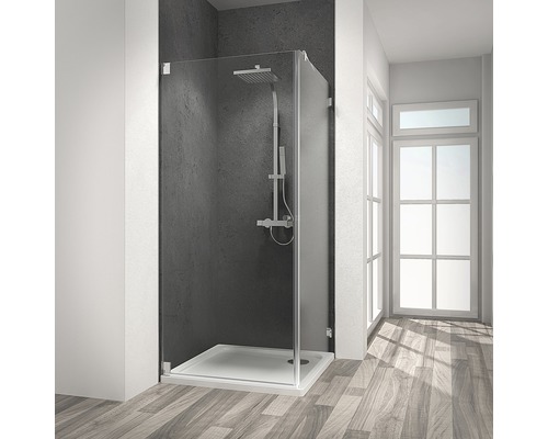 Porte de douche avec paroi latérale Schulte Davita en verre transparent y compris prise de mesures, livraison et montage