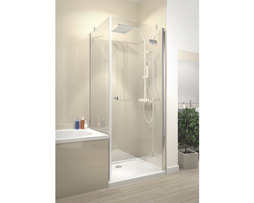 Porte de douche pour paroi latérale Schulte Kristall/Trend largeur 140 cm, couleur de profilé aspect chrome