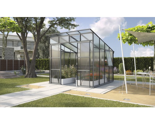 Serre Vitavia Playa 7600 panneaux alvéolés 6 mm avec cadre de fondation 258x291,6 cm noir