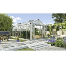 Serre Vitavia Zeus Comfort 13800 verre de sécurité trempé/ panneaux alvéolés avec profilé de sol 258,4x539,6 cm alu