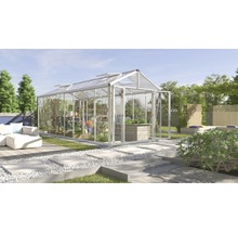 Serre Vitavia Zeus Comfort 15700 verre de sécurité trempé/ panneaux alvéolés avec profilé de sol 258,4x614 cm alu
