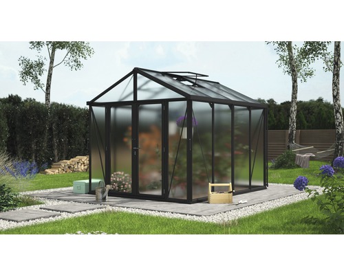 Serre Vitavia Zeus Comfort 8100 panneaux alvéolés 10 mm avec profilé de sol 258,4x316,4 cm noir