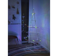 Sapin de Noël décoratif et minimaliste avec guirlande lumineuse en intérieur.