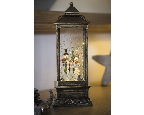 Lanterne décorative boule à neige avec famille bonhomme de neige pour la période de Noël