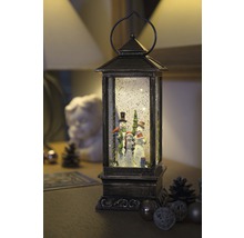 Lanterne décorative avec famille de bonhommes de neige et paillettes de neige pour une ambiance de Noël