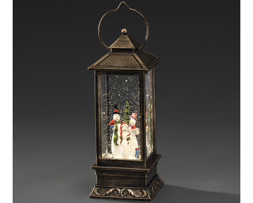 Lanterne décorative à boule à neige avec famille de bonhommes de neige pour l''hiver