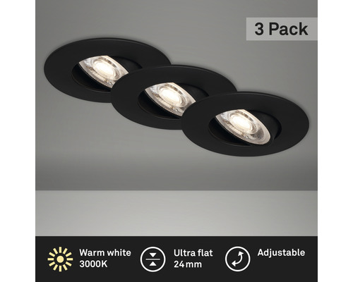 Dreierpackung schwarze, verstellbare Einbaustrahler