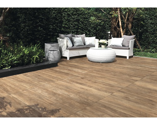 Feinsteinzeug Terrassenplatte Greenwood noce rektifizierte Kante 40 x 120 x 2cm