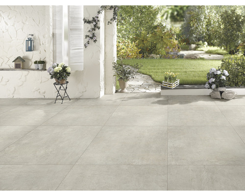 FLAIRSTONE Feinsteinzeug Terrassenplatte Garden sand rektifizierte Kante 90 x 90 x 2 cm