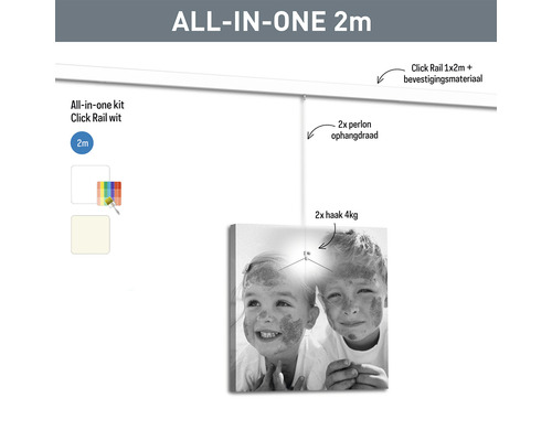 Kit tout-en-un, Click Rail blanc, deux mètres