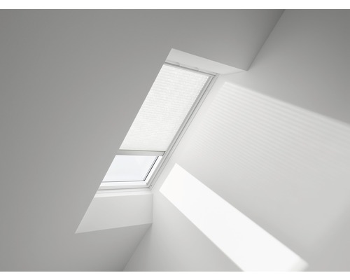 VELUX Plissee-Faltstore crush-optik weiss solarbetrieben FSL MK08 1256S