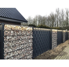 Gabionenzaun mit Steinfüllung und Sichtschutzelementen