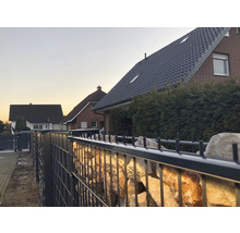 Gabionenzaun mit Steinfüllung als Grundstücksbegrenzung