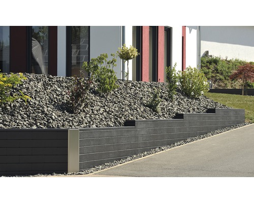 Système de muret Trendline brique de construction 1/1 anthracite lisse 38x19x12 cm