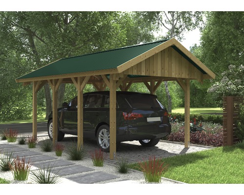 Carport en bois avec voiture
