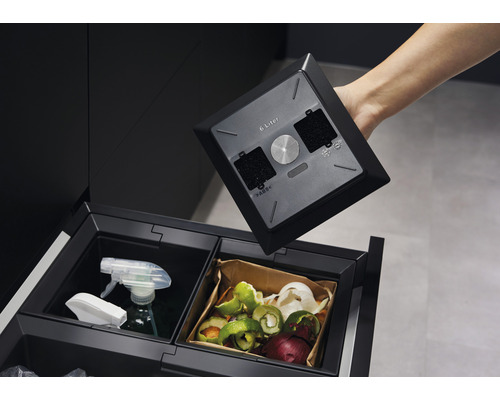 Système de tri des déchets avec biofiltre et différents bacs à déchets