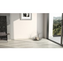 Intérieur avec cheminée, décoration et vue sur la verdure à travers une porte coulissante