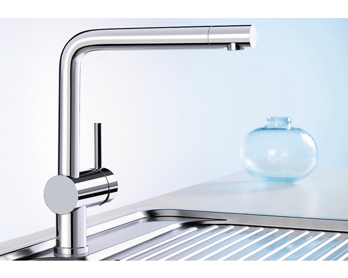 Robinet de cuisine en métal avec bec haut