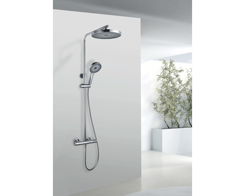 Système de douche avec douche de tête et douchette à main dans la salle de bain