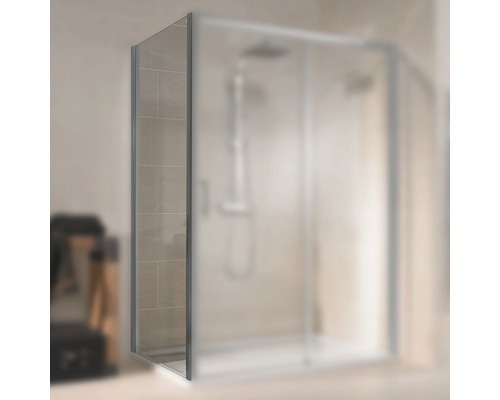 Paroi latérale crital/Trend 900x1850 mm verre véritable aluminium nature