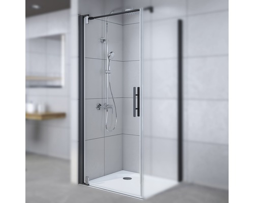 Porte de douche pour paroi latérale Breuer Europa Design 80 cm verre transparent, profilé couleur noir 0289031001003