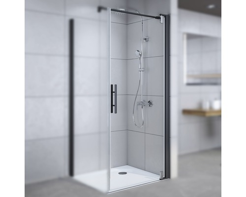 Porte de douche pour paroi latérale Breuer Europa Design 80 cm verre transparent, profilé couleur noir 0290031001003