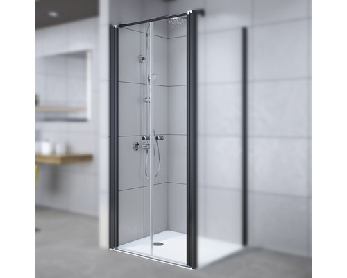 Porte de douche avec cadre dans une salle de bains