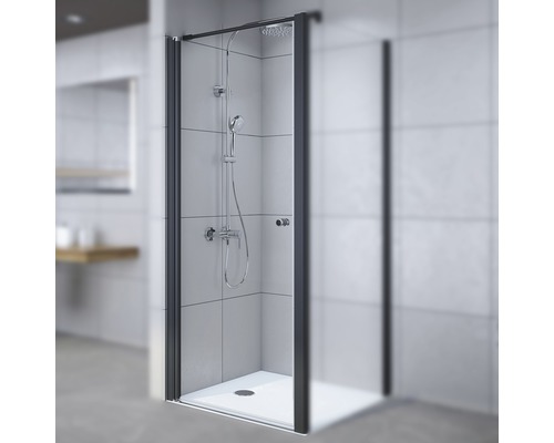 Porte pivotante pour paroi latérale Breuer Elana 6 80 cm butée à gauche, décor Intima, profilé couleur noir