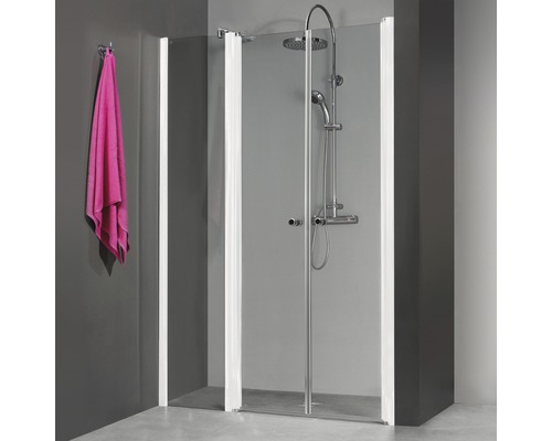 Porte de douche en niche Breuer Elana 100 cm en verre transparent, profilé couleur blanche 0621011001005