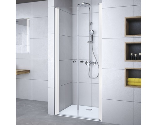 Porte de douche en niche Breuer Elana 100 cm en verre transparent, profilé couleur blanche 1631011001005
