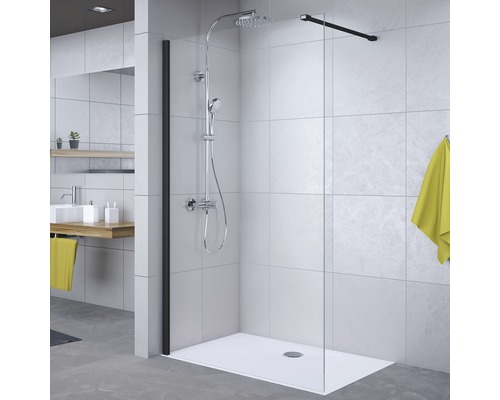 Paroi de douche à l'italienne Breuer Panorama 120 cm verre transparent profilé couleur noir 3338031001040