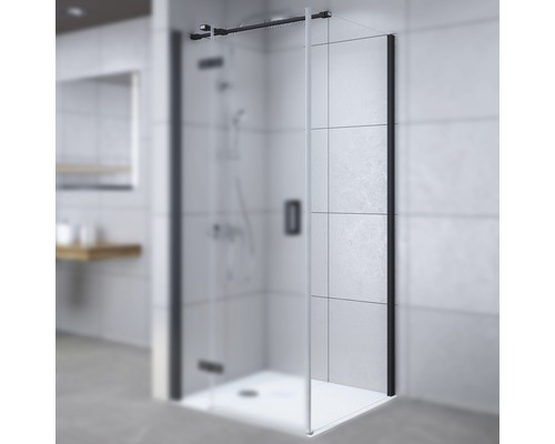 Paroi latérale pour porte pivotante Breuer Panorama 90cm verre transparent profilé couleur noir 3386031001004