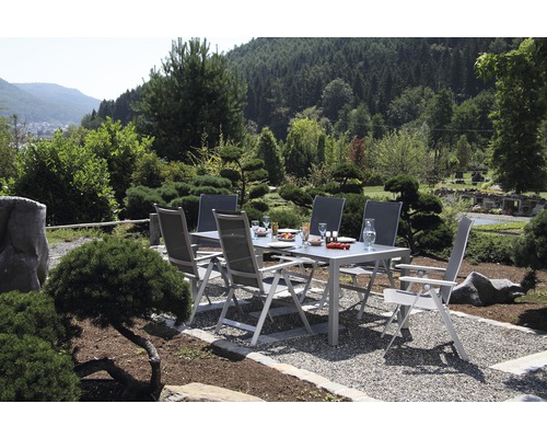 Ensemble de meubles de jardin Acamp Aluminium, 7 pièces, composé de 1 table Rallonge + 6 chaises de jardin Urban folding platinum