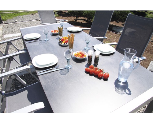 Ensemble de meubles de jardin Acamp Aluminium, 7 pièces, composé de 1 table Extensio + 6 meubles de jardin Urban folding platinum