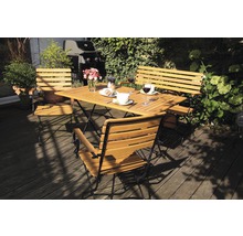 Gartenmöbelset Acamp 6 -Sitzer bestehend aus: 2 Stühle, Bank, Tisch 120 x 80 x 75 cm Eisen Holz braun anthrazit Klappsessel