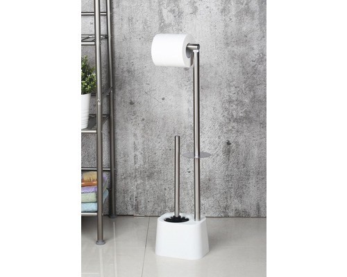 Combinaison de porte-papier toilette et de garniture de WC en acier inoxydable et plastique
