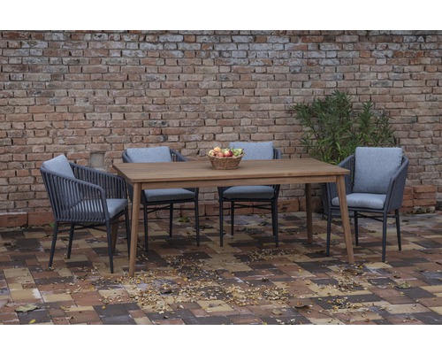 Ensemble de meubles de jardin Acamp Aluminium 5 pièces, composé de 1 table Atacama + 4 chaises de jardin Manhatten empilable, acacia