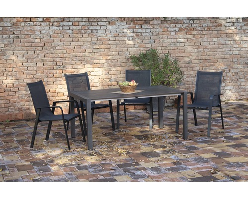 Ensemble de meubles de jardin Acamp 6 places composé de: table, 4 chaises aluminium anthracite