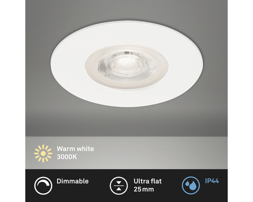 Éclairage encastré LED IP44 à intensité lumineuse variable 5 W 460 lm 3000 K blanc Ø 9/6,8 cm 230 V