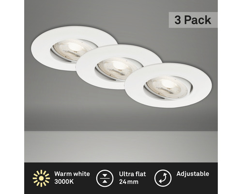 Trois spots encastrables ronds et réglables en lot de 3