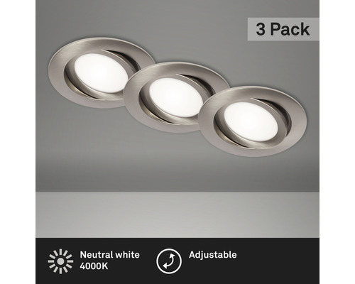 LED Einbauleuchte Kunststoff 3x 7W nickel-matt Ø 106 mm