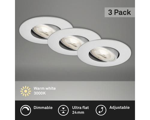 Dreierpackung weisse, dimmbare und verstellbare Einbaustrahler mit flachem Design