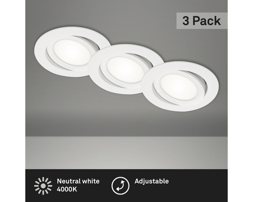 Set d'éclairages encastrés LED 3 pces IP23 3x7 W 3x600 lm 4000 K blanc Ø 10,6/8,6 cm 230 V