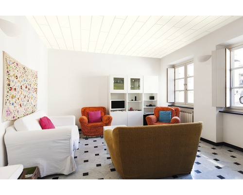 Panneau de décoration Trendy Duo blanc à peindre 10x200x1200 mm Salon avec sièges et panneaux de plafond